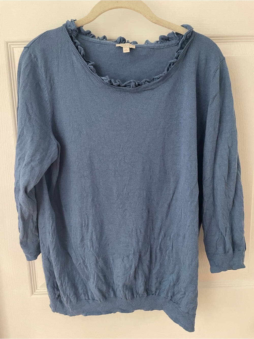 Talbots 3/4 sleeve Women's Ruffle-Trim Sweater